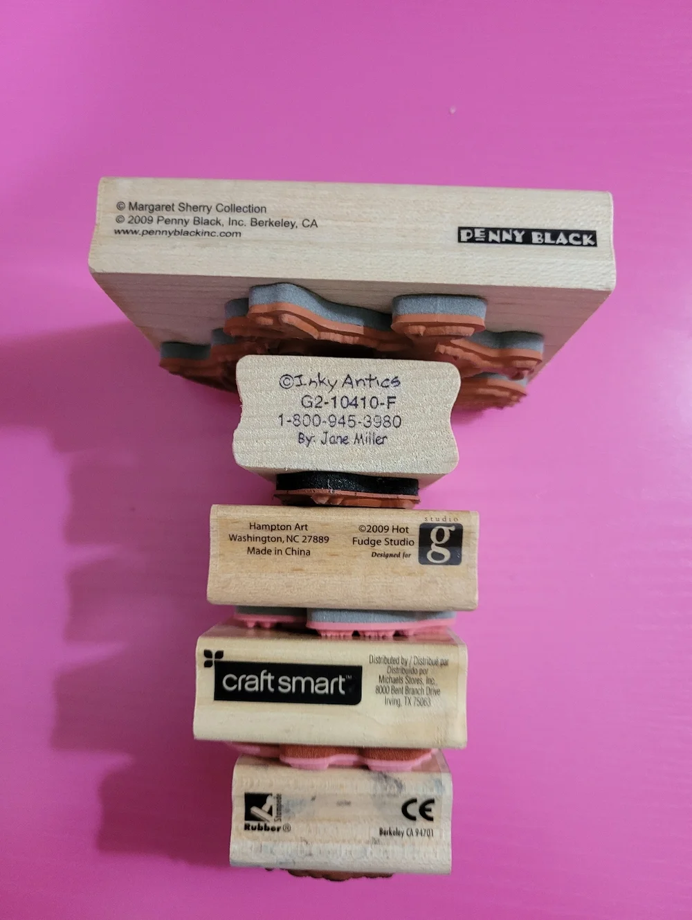 Wooden Rubber Stamp Bundle.  Animal Theme.  Set Of 5. (0734)